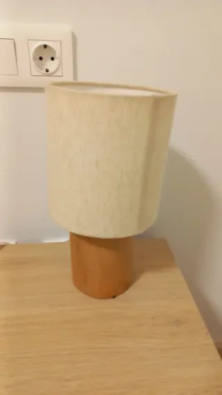 Juego 2 lámparas mesita noche beige/marrón