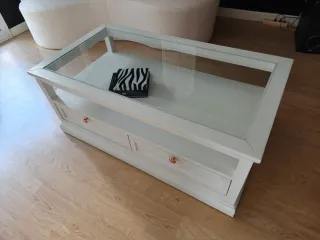 Mesa de centro Banak madera blanca y cristal