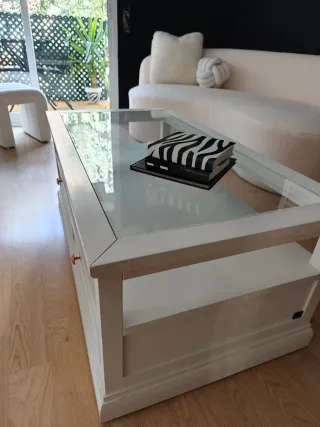 Mesa de centro Banak madera blanca y cristal