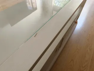 Mesa de centro Banak madera blanca y cristal