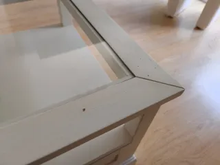 Mesa de centro Banak madera blanca y cristal