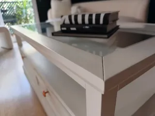 Mesa de centro Banak madera blanca y cristal