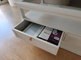 Mesa de centro Banak madera blanca y cristal