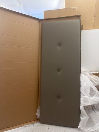 Cabecero tapizado gris de polipiel economico