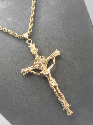 Colgante Cruz Chapado Oro Acero Quirúrgico