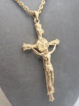 Colgante Cruz Chapado Oro Acero Quirúrgico