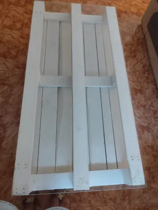 Mesa Palets Blanca con Cristal 160x80x50cm