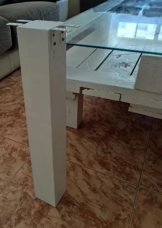 Mesa Palets Blanca con Cristal 160x80x50cm