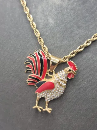 Colgante Gallo Chapado en Oro Acero Quirúrgico