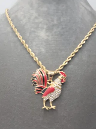 Colgante Gallo Chapado en Oro Acero Quirúrgico