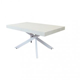 Tavolo Pranzo Allungabile Metallo Bianco Legno