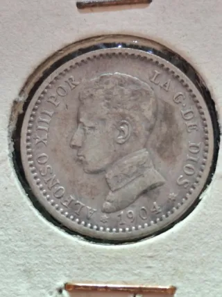 Moneda Plata Alfonso XIII 1904 50 centímos