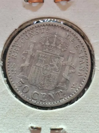 Moneda Plata Alfonso XIII 1904 50 centímos