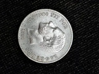 Moneda Plata Alfonso XII 1880 50 centímos