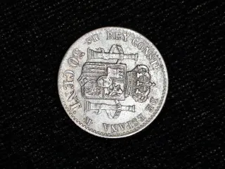 Moneda Plata Alfonso XII 1880 50 centímos