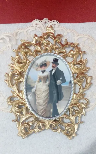 Marco Ovalado Bronce Estilo Victoriano