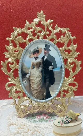 Marco Ovalado Bronce Estilo Victoriano