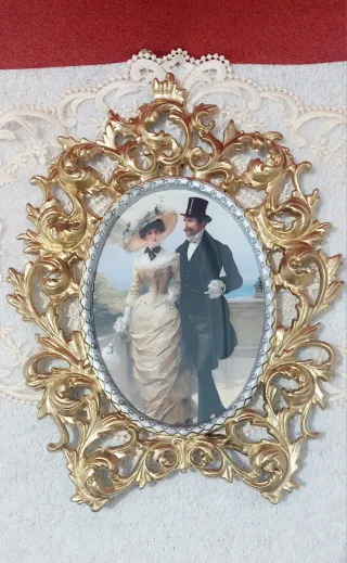 Marco Ovalado Bronce Estilo Victoriano