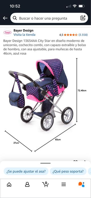 2 Carrozzine per bambole classiche con tettuccio e borsa