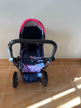 2 Carrozzine per bambole classiche con tettuccio e borsa