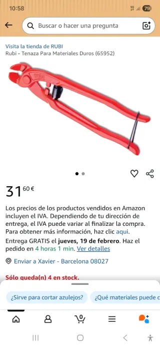 RUBI TENAZAS PARA MATERIALES DUROS