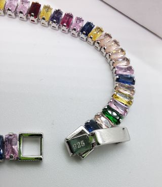 Pulsera Plata 925 18cm Mujer Multicolor