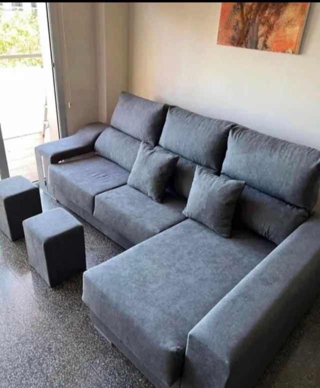 Sofá modular gris tela