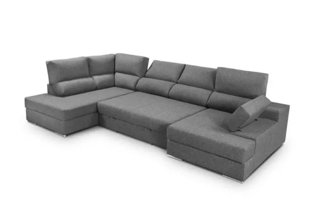 Sofá modular gris tela
