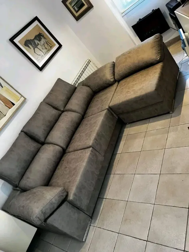 Sofá modular gris tela