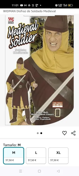 Disfraz Soldado Medieval Adulto Talla M