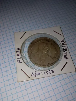 Moneda de plata Helvética 1953