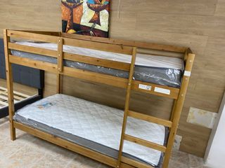 Litera doble madera con 2 colchones