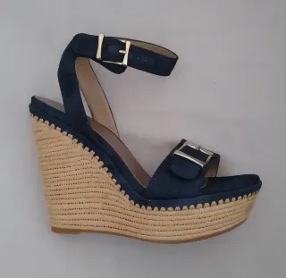 Talla 40 Stuart Weitzman Sandalias Cuña Azul y Bei