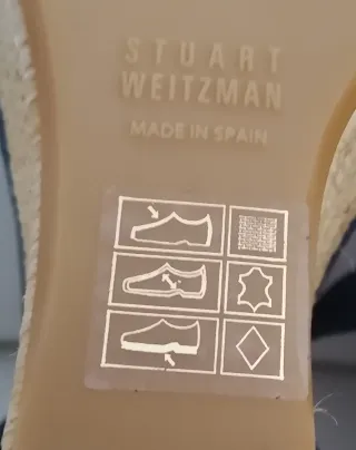 Talla 40 Stuart Weitzman Sandalias Cuña Azul y Bei