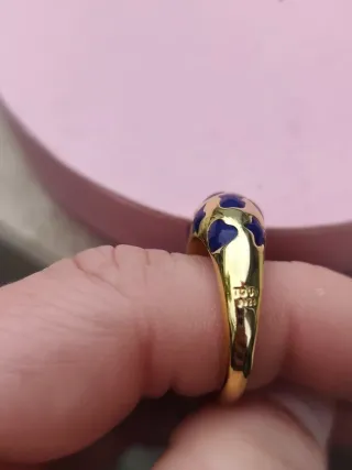 Anillo Tous Azul y Dorado