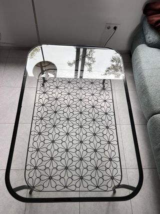 Mesa de centro cristal y metal Ikea
