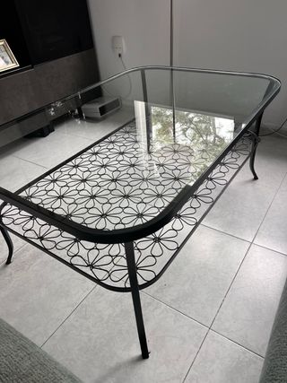 Mesa de centro cristal y metal Ikea