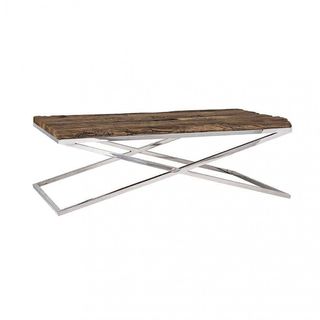 Tavolino Salotto 130x70cm Legno Base Metallo Cromo