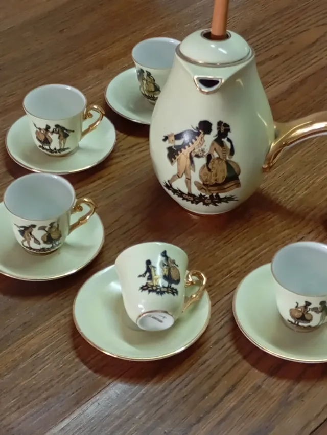 Chocolatera Limoges con 6 tazas