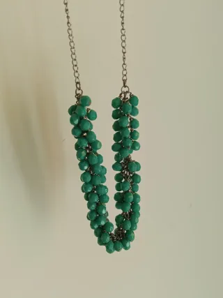 Collana acciaio e perline turchesi