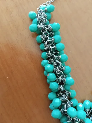 Collana acciaio e perline turchesi