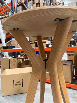 Mesa alta de cocina redonda madera 70 cm diametro