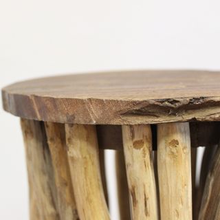 Tavolino Rotondo in Legno Rustico Naturale 45x30cm