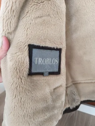 Cazadora Piel Troblos Marrón y Beige