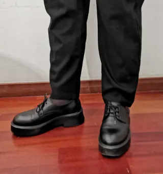 Zapatos Oxford negros piel plataforma chunky T38