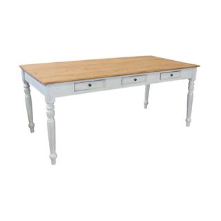 Tavolo da Pranzo in Mogano 180x90 cm Con Cassetti