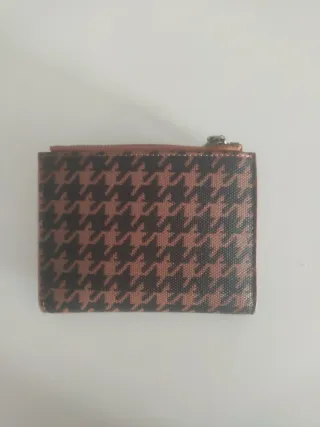 Cartera monedero mujer beige y oro