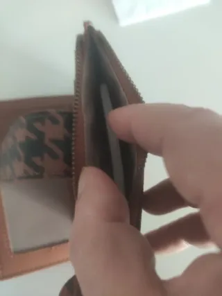 Cartera monedero mujer beige y oro