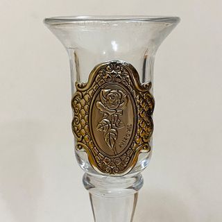 Portacandela Trasparente Vetro Fiore Rosa