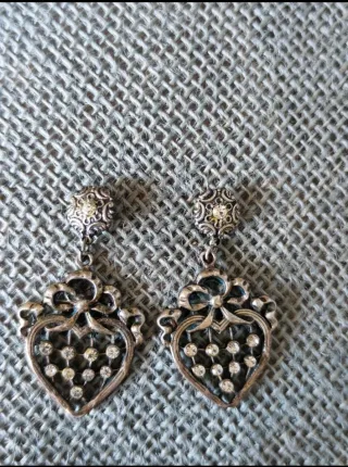 Pendientes antiguos plata corazón